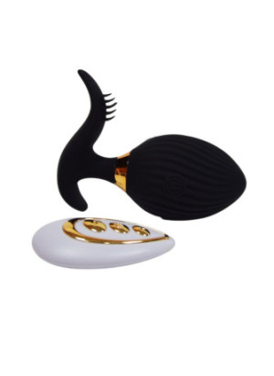 WAVE +, Un Œuf vibrant noir USB avec stimulation clitoridienne, doté d'une télécommande - B54BLK